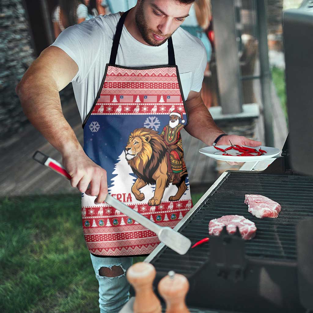 Liberia Christmas Apron Black Santa Riding Lion - Merry Christmas - Wonder Print Shop