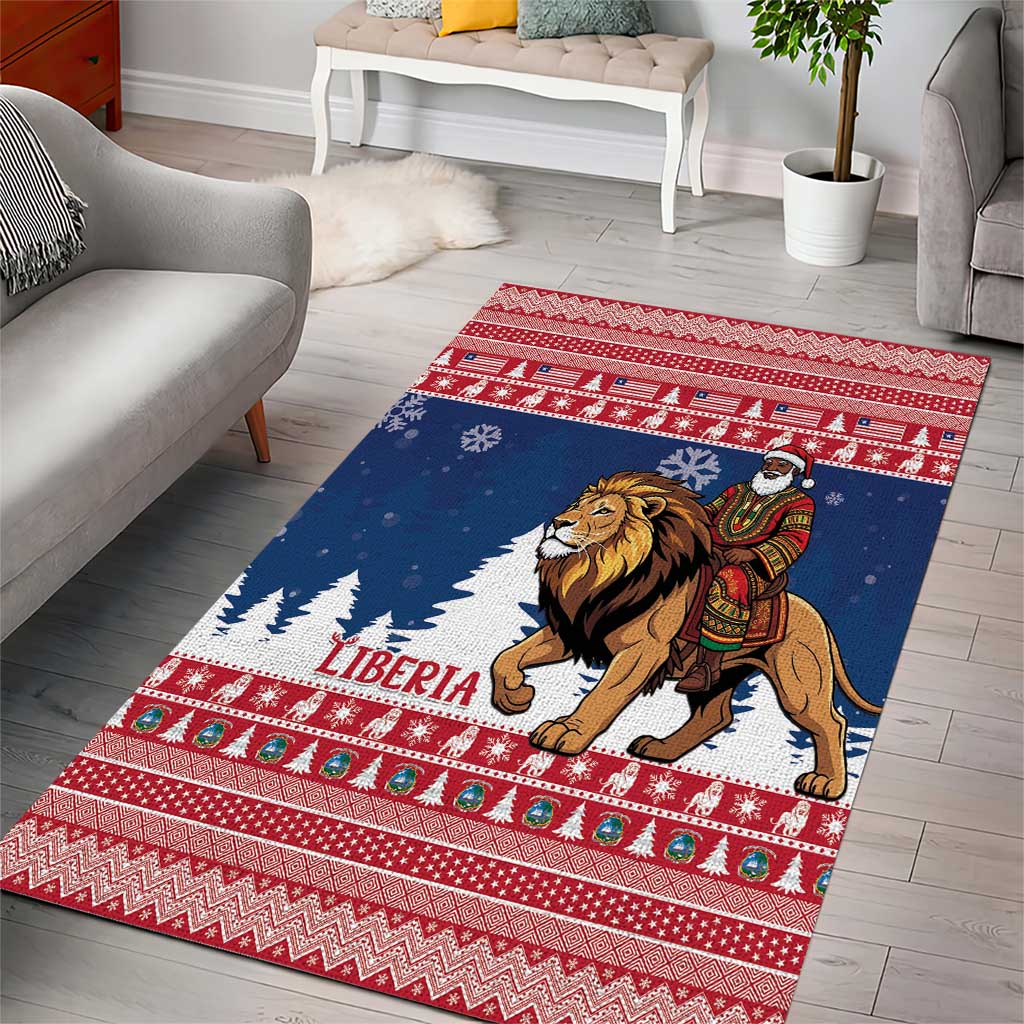 Liberia Christmas Area Rug Black Santa Riding Lion - Merry Christmas - Wonder Print Shop