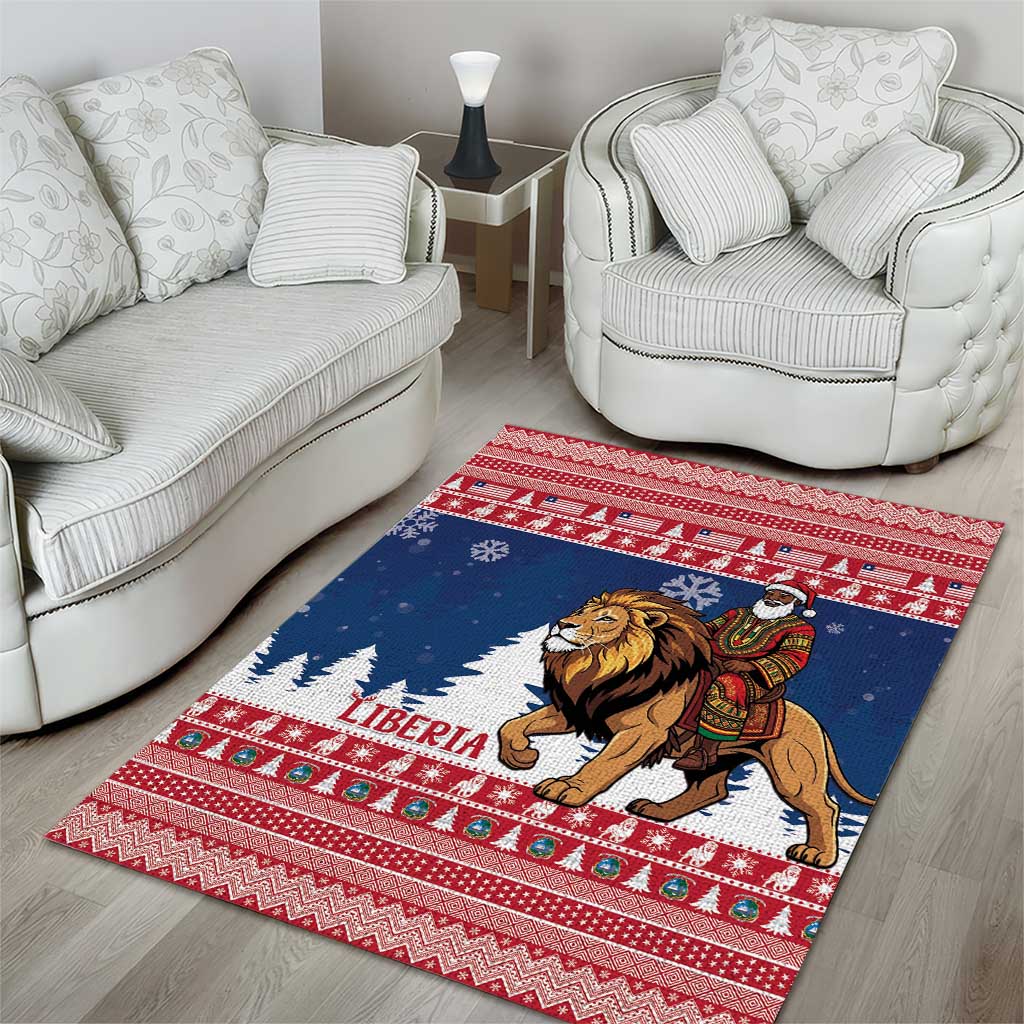 Liberia Christmas Area Rug Black Santa Riding Lion - Merry Christmas - Wonder Print Shop