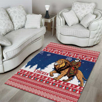 Liberia Christmas Area Rug Black Santa Riding Lion - Merry Christmas - Wonder Print Shop