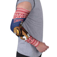 Personalized Liberia Christmas Arm Sleeves Black Santa Riding Lion - Merry Christmas - Wonder Print Shop