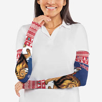 Personalized Liberia Christmas Arm Sleeves Black Santa Riding Lion - Merry Christmas - Wonder Print Shop