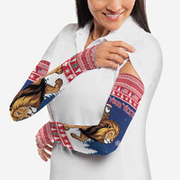 Personalized Liberia Christmas Arm Sleeves Black Santa Riding Lion - Merry Christmas - Wonder Print Shop