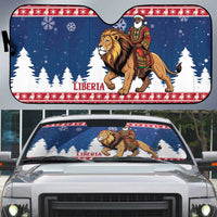 Liberia Christmas Auto Sun Shade Black Santa Riding Lion - Merry Christmas - Wonder Print Shop