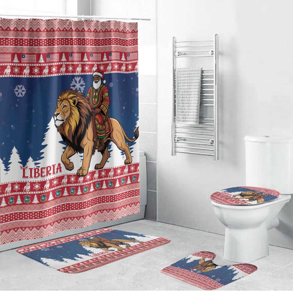 Liberia Christmas Bathroom Set Black Santa Riding Lion - Merry Christmas - Wonder Print Shop