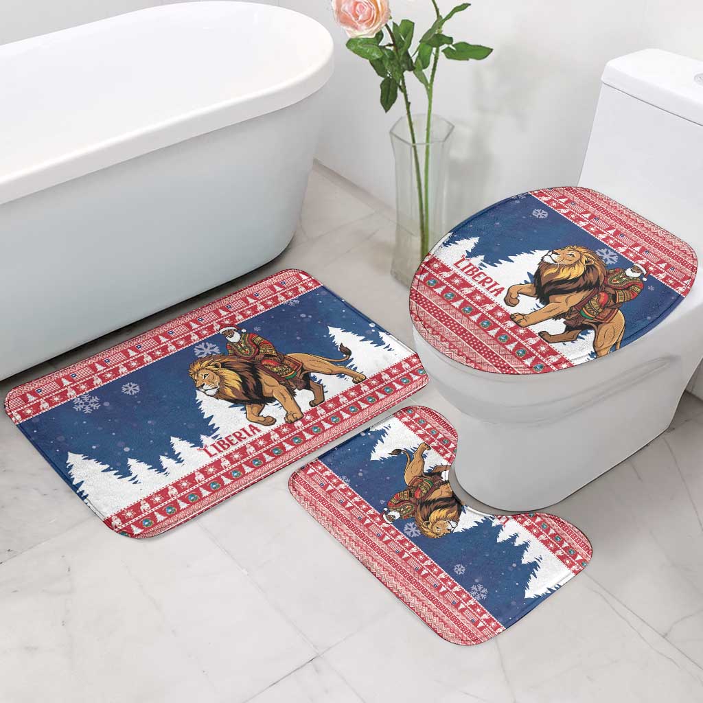 Liberia Christmas Bathroom Set Black Santa Riding Lion - Merry Christmas - Wonder Print Shop
