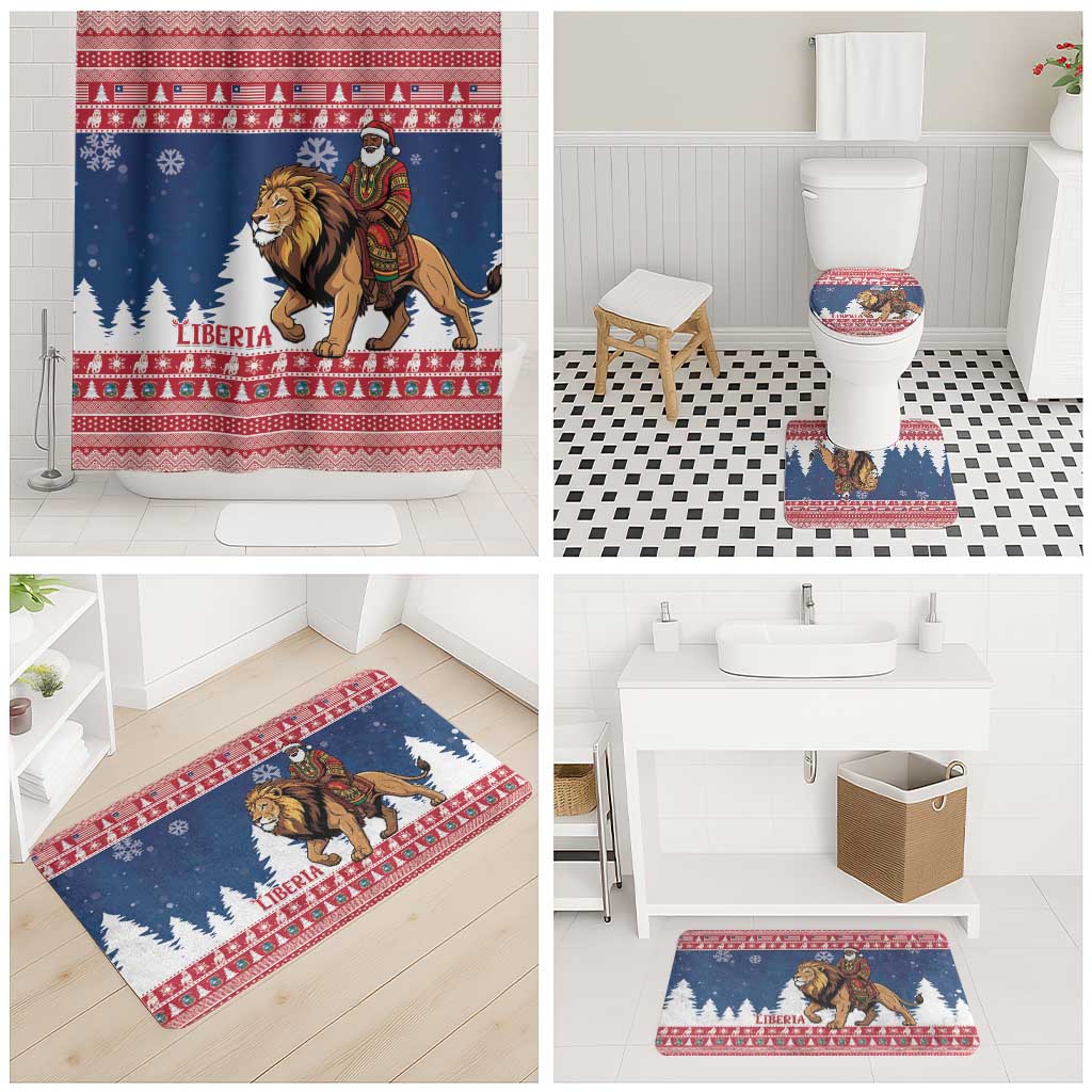 Liberia Christmas Bathroom Set Black Santa Riding Lion - Merry Christmas - Wonder Print Shop