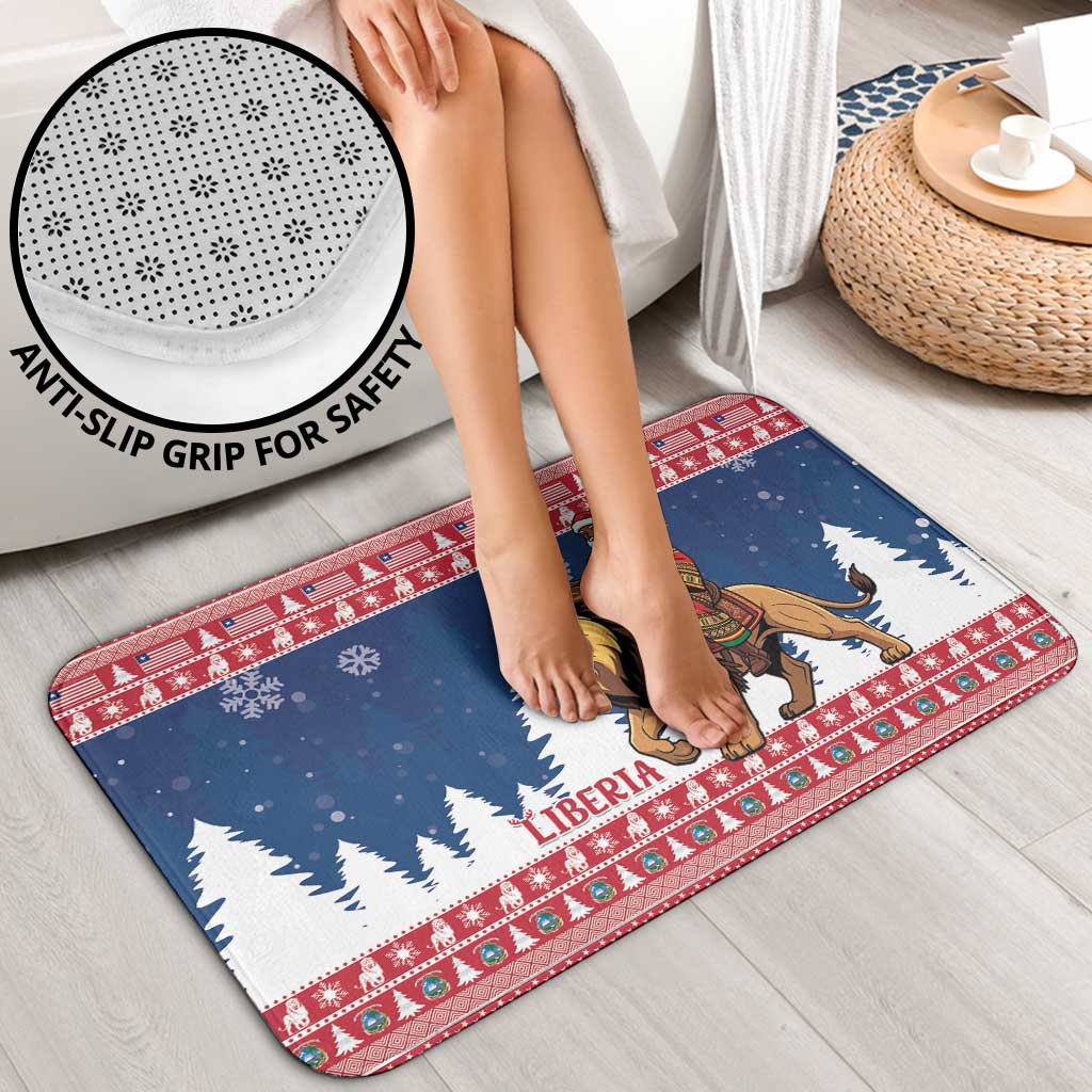 Liberia Christmas Bathroom Set Black Santa Riding Lion - Merry Christmas - Wonder Print Shop