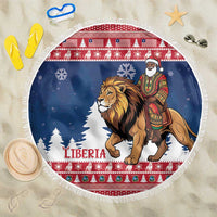 Liberia Christmas Beach Blanket Black Santa Riding Lion - Merry Christmas - Wonder Print Shop