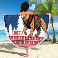 Liberia Christmas Beach Blanket Black Santa Riding Lion - Merry Christmas - Wonder Print Shop