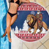 Liberia Christmas Beach Blanket Black Santa Riding Lion - Merry Christmas - Wonder Print Shop