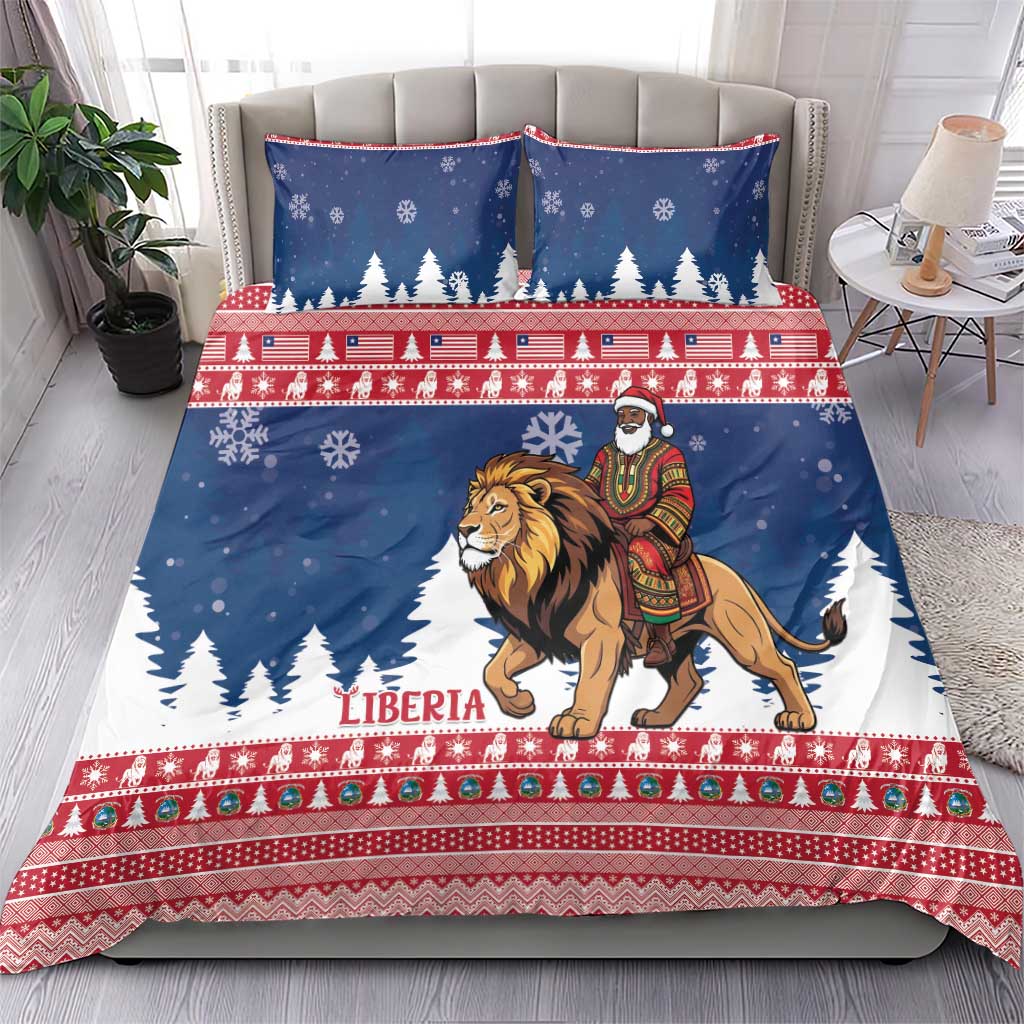 Liberia Christmas Bedding Set Black Santa Riding Lion - Merry Christmas - Wonder Print Shop