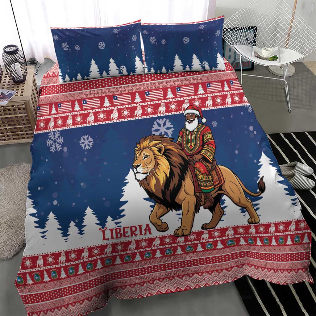 Liberia Christmas Bedding Set Black Santa Riding Lion - Merry Christmas - Wonder Print Shop