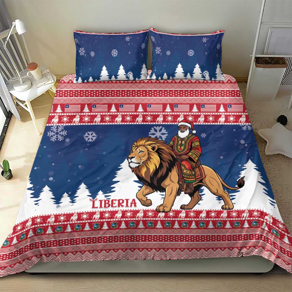Liberia Christmas Bedding Set Black Santa Riding Lion - Merry Christmas - Wonder Print Shop