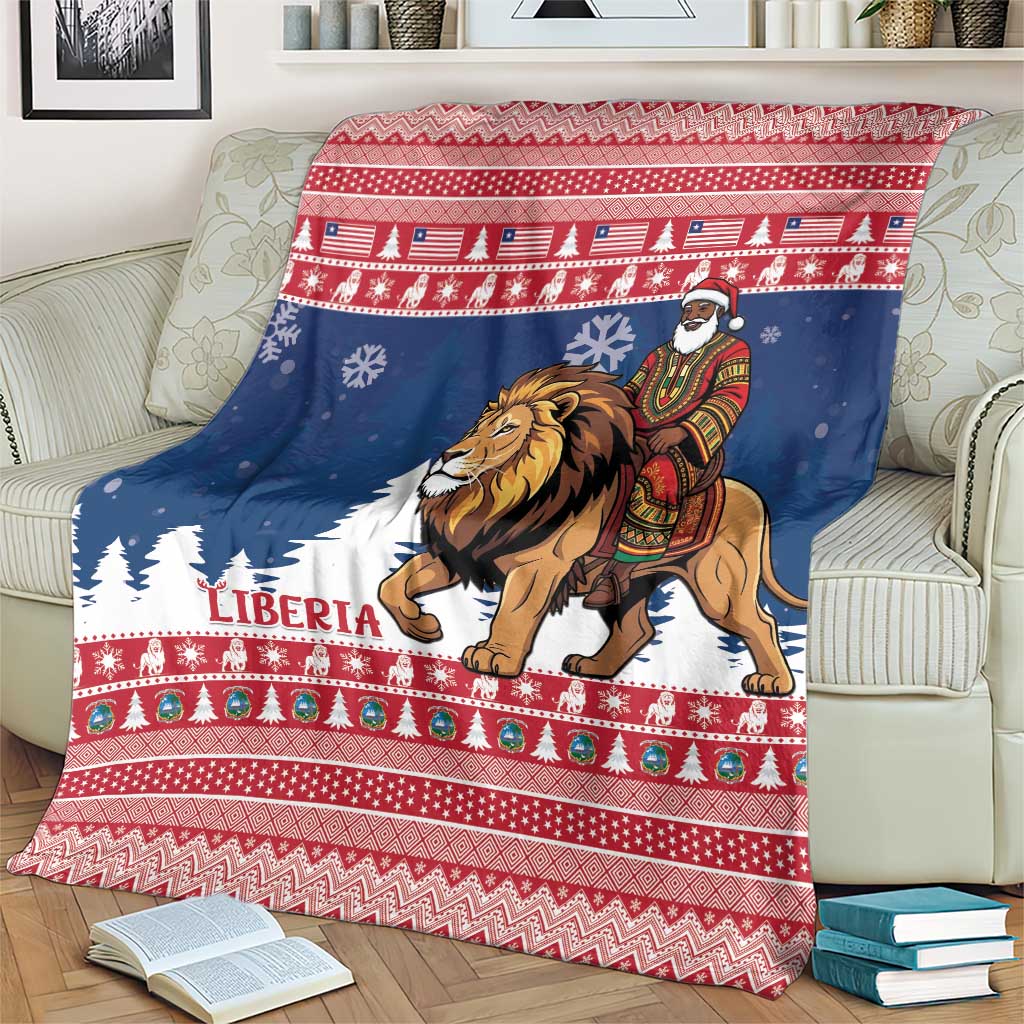 Liberia Christmas Blanket Black Santa Riding Lion - Merry Christmas - Wonder Print Shop