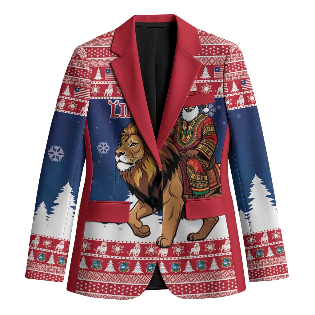 Personalized Liberia Christmas Blazer Black Santa Riding Lion - Merry Christmas - Wonder Print Shop