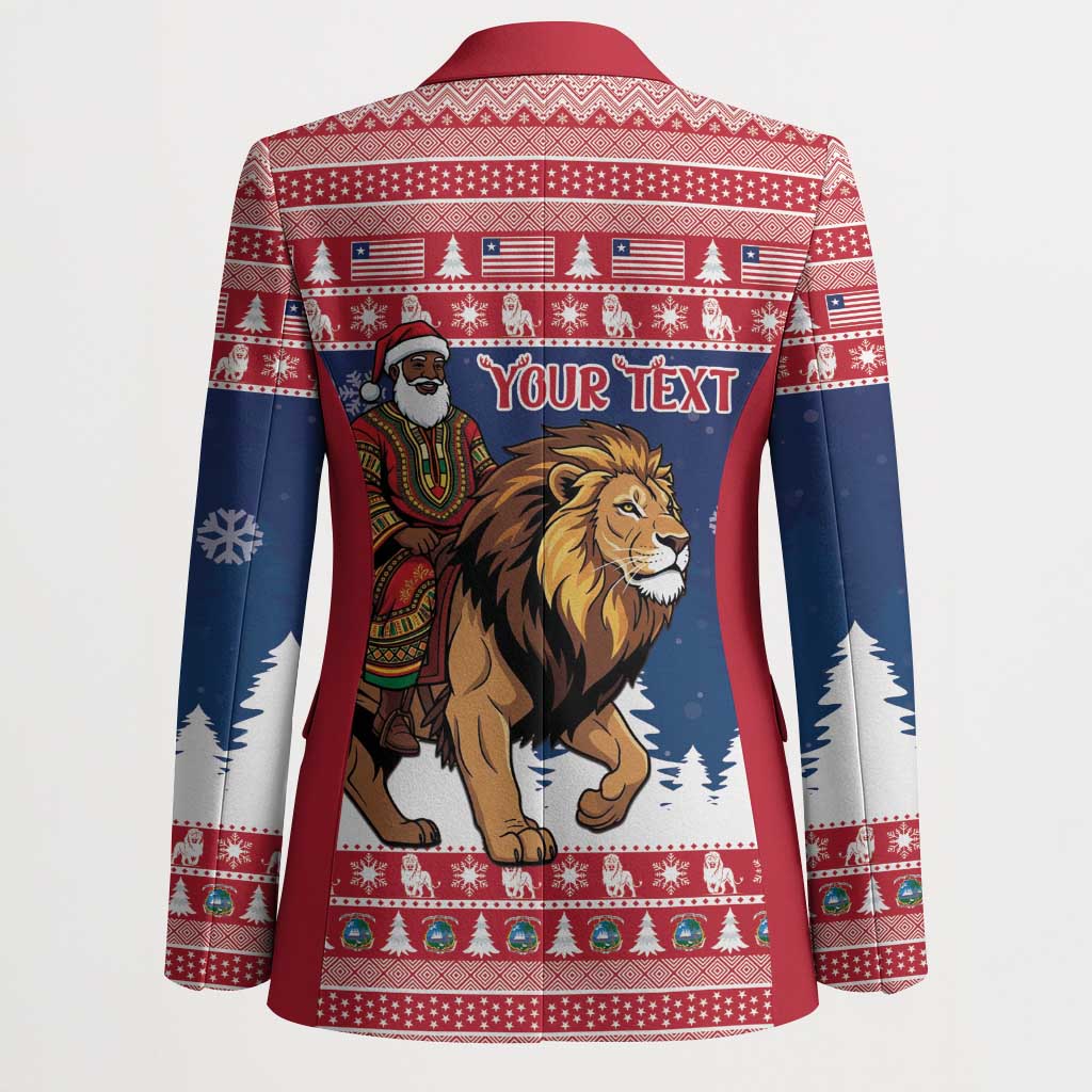 Personalized Liberia Christmas Blazer Black Santa Riding Lion - Merry Christmas - Wonder Print Shop