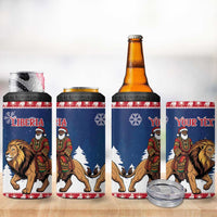 Personalized Liberia Christmas 4 in 1 Can Cooler Tumbler Black Santa Riding Lion - Merry Christmas - Wonder Print Shop