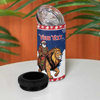 Personalized Liberia Christmas 4 in 1 Can Cooler Tumbler Black Santa Riding Lion - Merry Christmas - Wonder Print Shop
