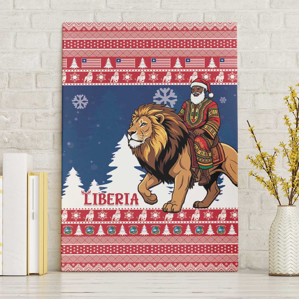 Liberia Christmas Canvas Wall Art Black Santa Riding Lion - Merry Christmas - Wonder Print Shop
