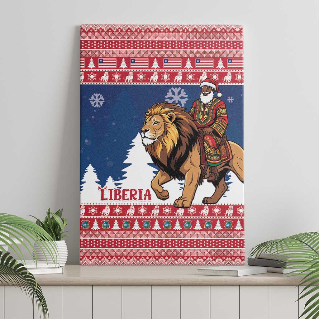 Liberia Christmas Canvas Wall Art Black Santa Riding Lion - Merry Christmas - Wonder Print Shop