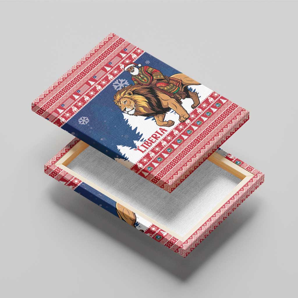 Liberia Christmas Canvas Wall Art Black Santa Riding Lion - Merry Christmas - Wonder Print Shop