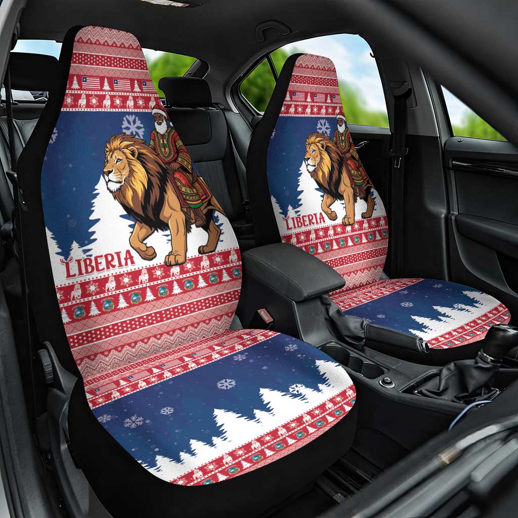 Liberia Christmas Car Seat Cover Black Santa Riding Lion - Merry Christmas - Wonder Print Shop