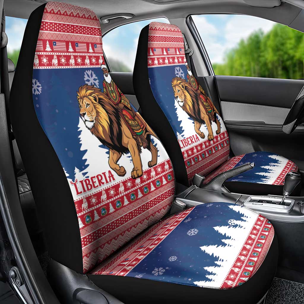 Liberia Christmas Car Seat Cover Black Santa Riding Lion - Merry Christmas - Wonder Print Shop