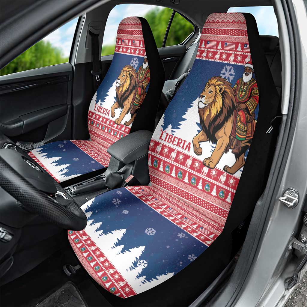 Liberia Christmas Car Seat Cover Black Santa Riding Lion - Merry Christmas - Wonder Print Shop