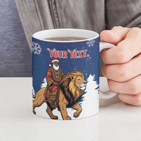 Personalized Liberia Christmas Ceramic Mug Black Santa Riding Lion - Merry Christmas - Wonder Print Shop