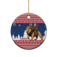 Personalized Liberia Christmas Ceramic Ornament Black Santa Riding Lion - Merry Christmas - Wonder Print Shop