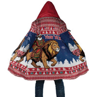 Personalized Liberia Christmas Cloak Black Santa Riding Lion - Merry Christmas - Wonder Print Shop