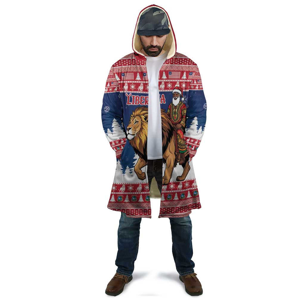 Personalized Liberia Christmas Cloak Black Santa Riding Lion - Merry Christmas - Wonder Print Shop