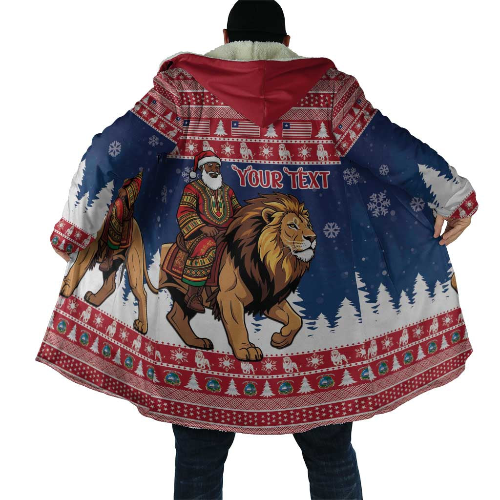 Personalized Liberia Christmas Cloak Black Santa Riding Lion - Merry Christmas - Wonder Print Shop