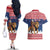 Personalized Liberia Christmas Couples Matching Off The Shoulder Long Sleeve Dress and Hawaiian Shirt Black Santa Riding Lion - Merry Christmas - Wonder Print Shop