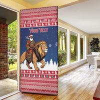 Personalized Liberia Christmas Door Cover Black Santa Riding Lion - Merry Christmas - Wonder Print Shop