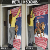 Personalized Liberia Christmas Door Cover Black Santa Riding Lion - Merry Christmas - Wonder Print Shop