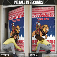 Personalized Liberia Christmas Door Cover Black Santa Riding Lion - Merry Christmas - Wonder Print Shop