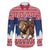 Personalized Liberia Christmas Family Matching Long Sleeve Bodycon Dress and Hawaiian Shirt Black Santa Riding Lion - Merry Christmas - Wonder Print Shop