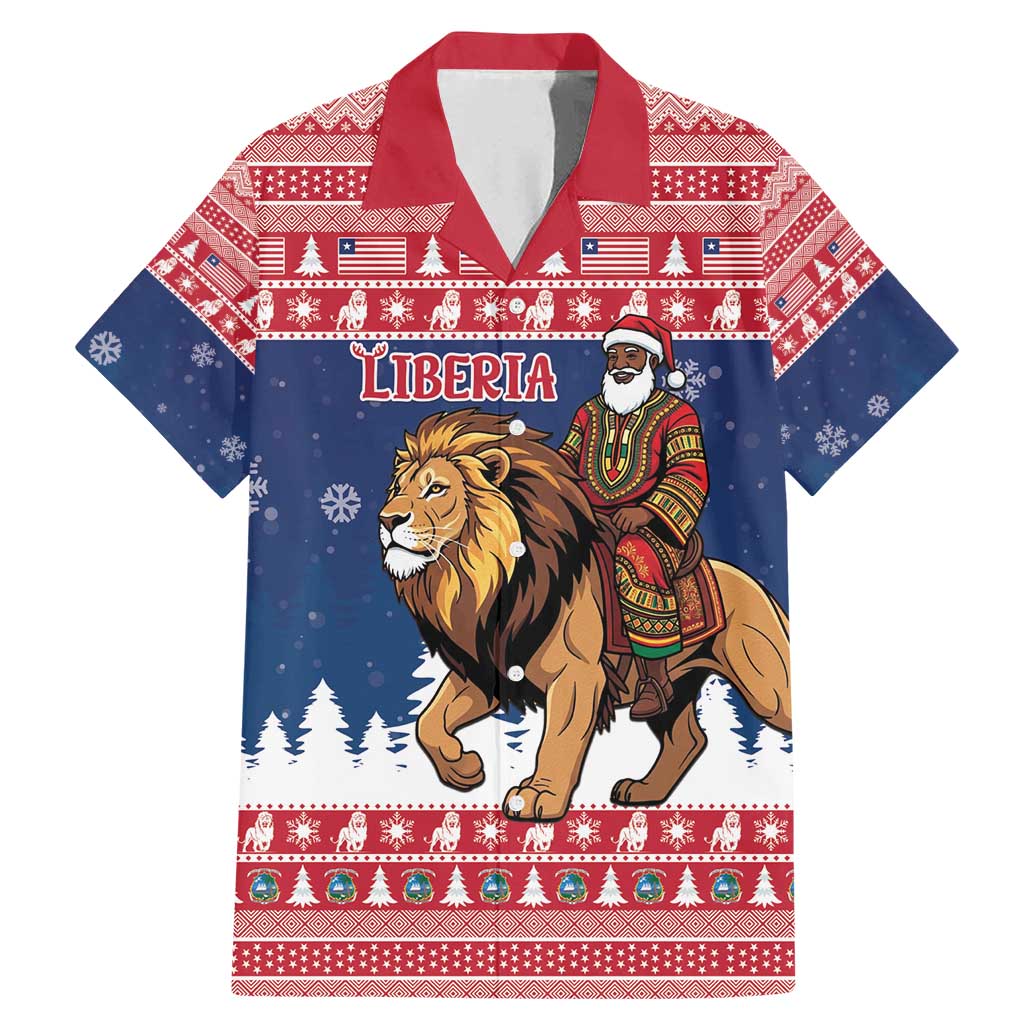 Personalized Liberia Christmas Family Matching Mermaid Dress and Hawaiian Shirt Black Santa Riding Lion - Merry Christmas - Wonder Print Shop