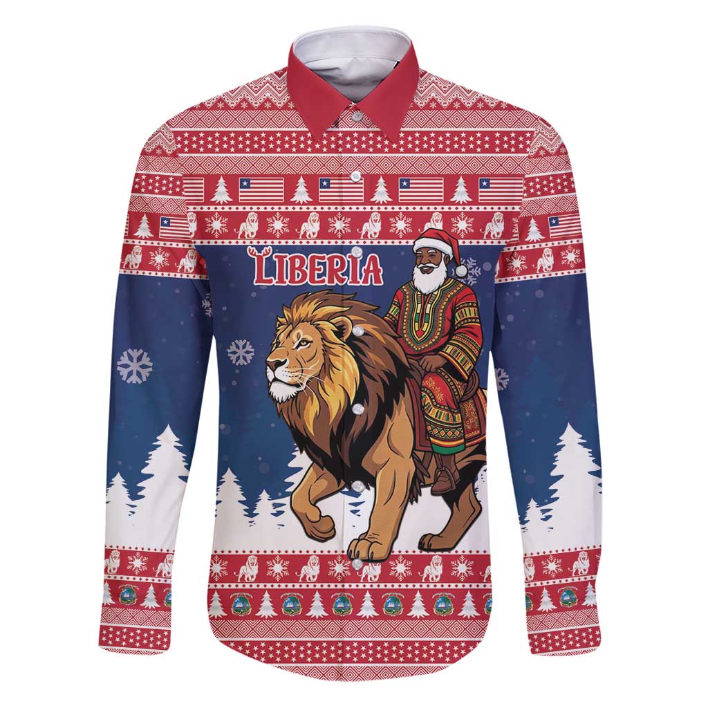 Personalized Liberia Christmas Family Matching Puletasi and Hawaiian Shirt Black Santa Riding Lion - Merry Christmas - Wonder Print Shop