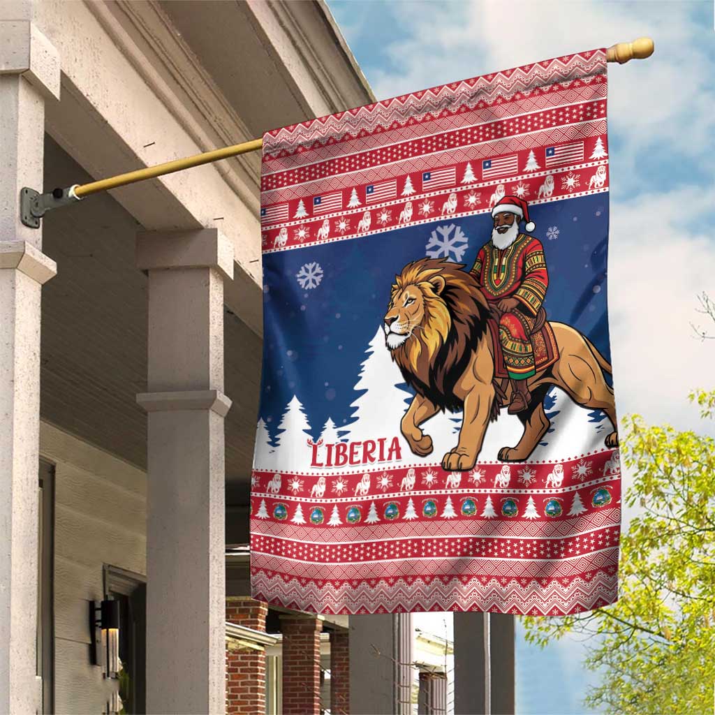 Liberia Christmas Garden Flag Black Santa Riding Lion - Merry Christmas - Wonder Print Shop