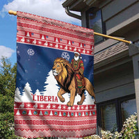 Liberia Christmas Garden Flag Black Santa Riding Lion - Merry Christmas - Wonder Print Shop