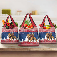 Liberia Christmas Grocery Bag Black Santa Riding Lion - Merry Christmas - Wonder Print Shop