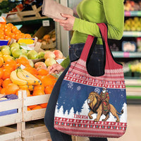 Liberia Christmas Grocery Bag Black Santa Riding Lion - Merry Christmas - Wonder Print Shop