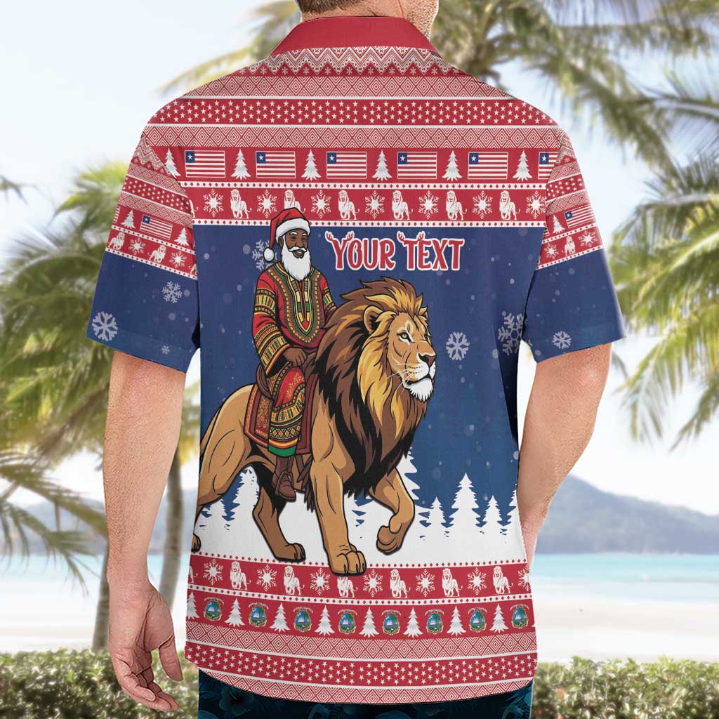 Personalized Liberia Christmas Hawaiian Shirt Black Santa Riding Lion - Merry Christmas - Wonder Print Shop