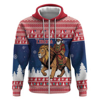 Personalized Liberia Christmas Hoodie Black Santa Riding Lion - Merry Christmas - Wonder Print Shop