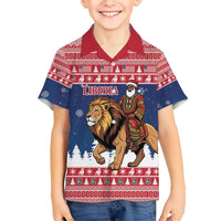 Personalized Liberia Christmas Kid Hawaiian Shirt Black Santa Riding Lion - Merry Christmas - Wonder Print Shop