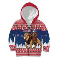Personalized Liberia Christmas Kid Hoodie Black Santa Riding Lion - Merry Christmas - Wonder Print Shop