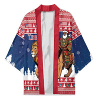 Personalized Liberia Christmas Kimono Black Santa Riding Lion - Merry Christmas - Wonder Print Shop